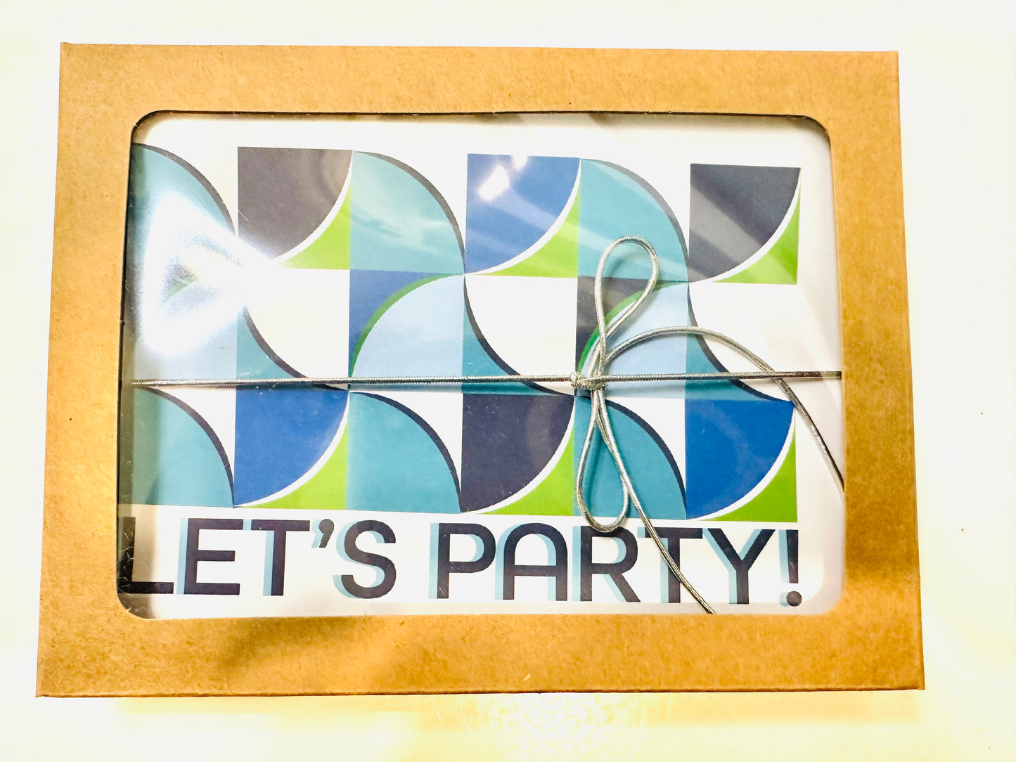 Blue LETS PARTY Geometric Invitations A2 Boxed note card set of 10
