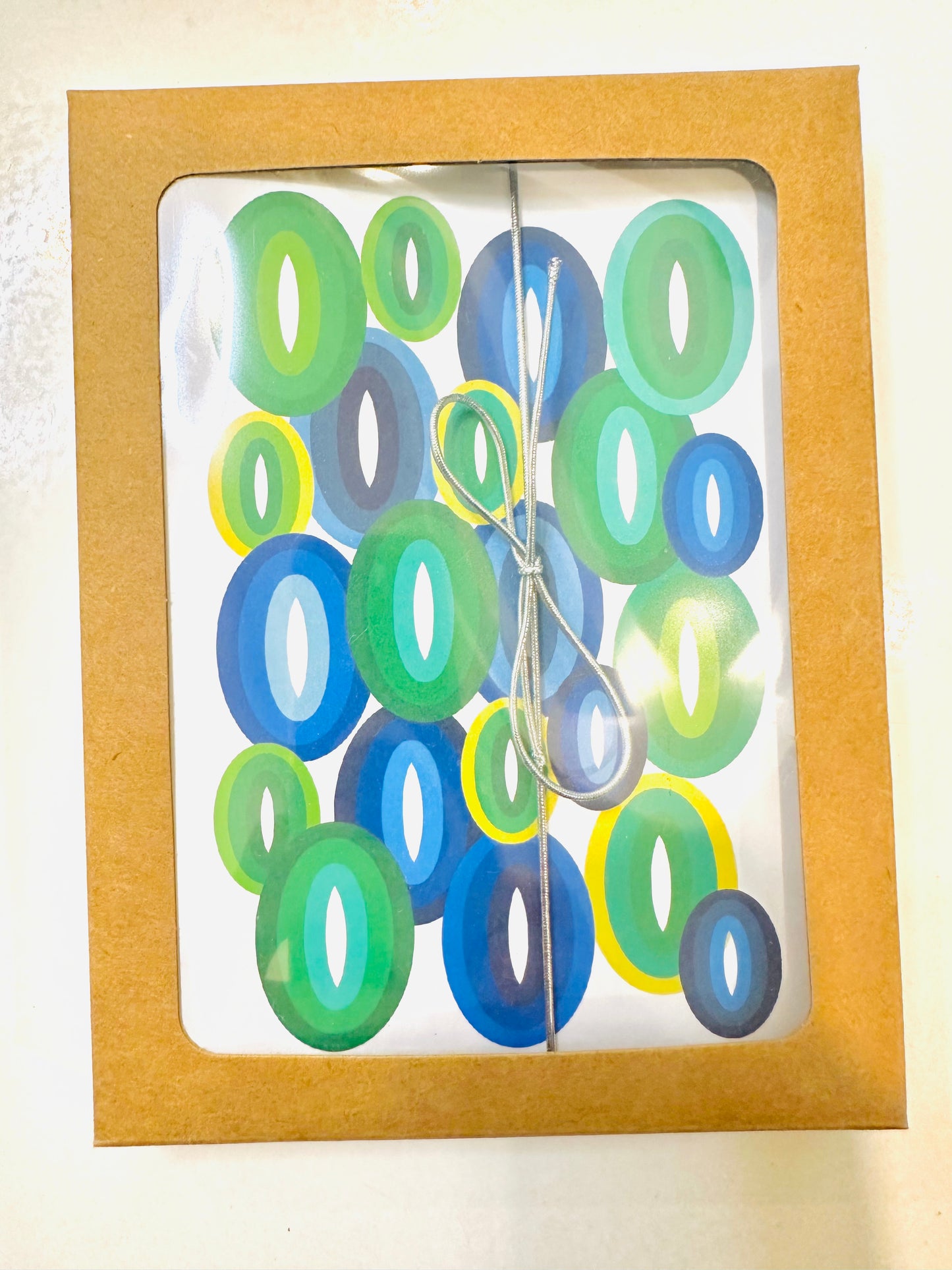 Green ELLIPSES A2 Geometric boxed note card set of 10