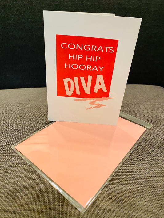 Congrats Hip Hip Hooray DIVA 5x7 Congratulations Encouragement Greeting Card