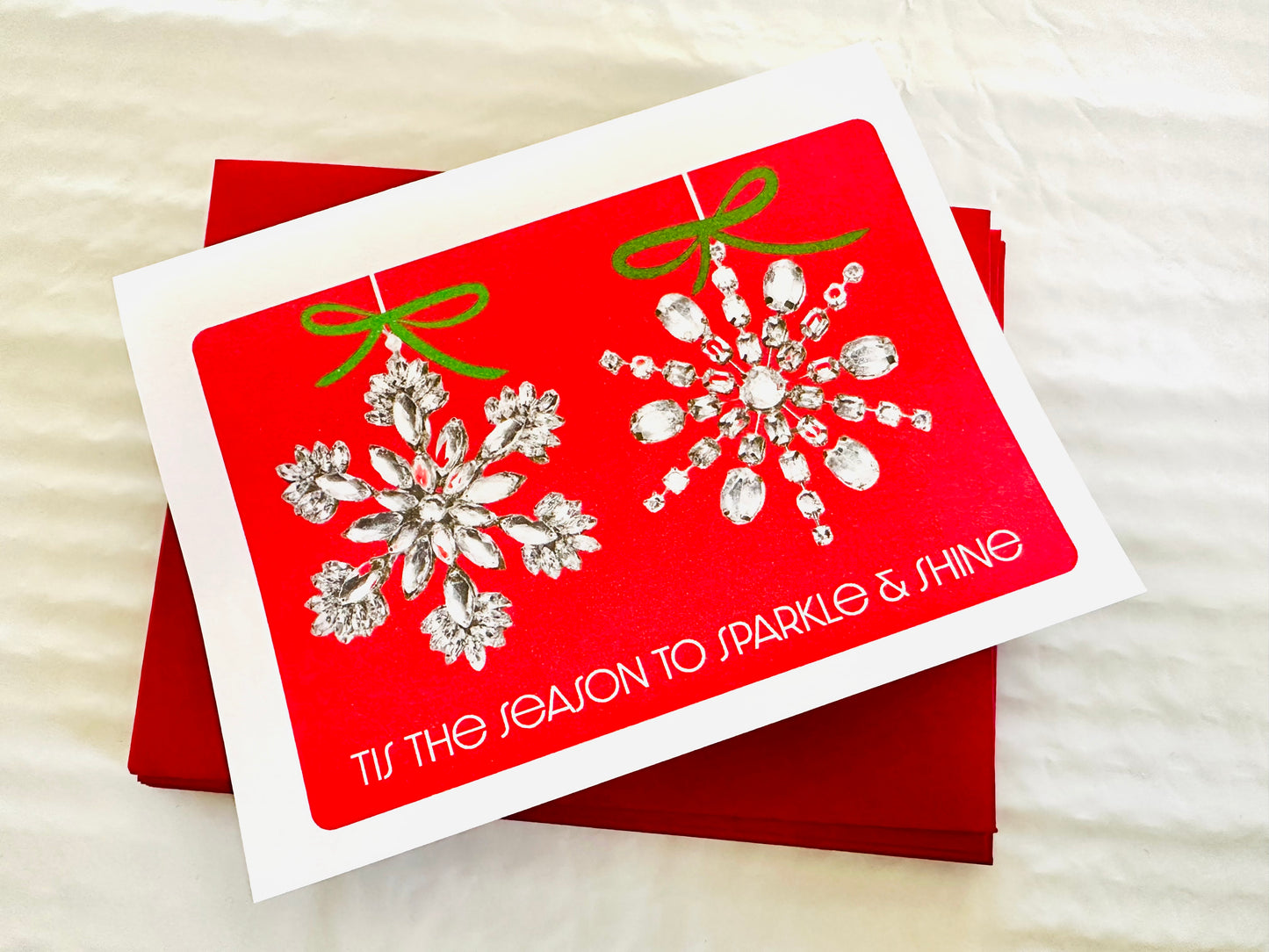 Tis the Season to Sparkle & Shine Holiday Boxed Christmas card set of 10