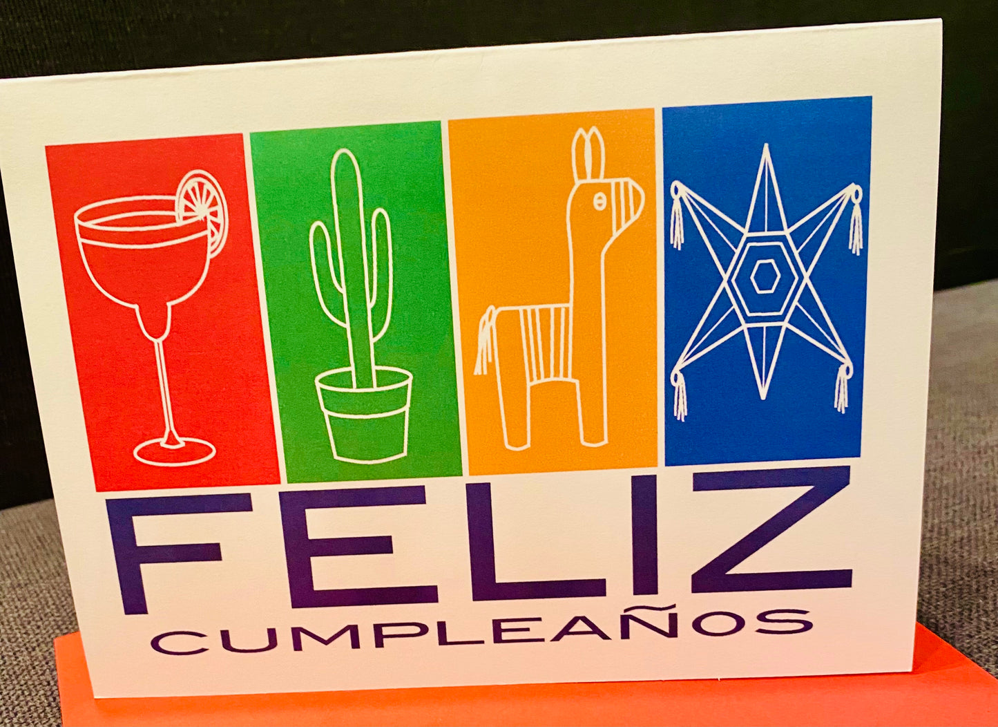 FELIZ CUMPLEANOS Spanish Happy Birthday Card 5x7 celebrate with margarita & piñata