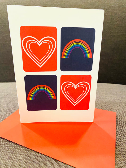RAINBOWS & HEARTS Happy Anniversary Greeting Card 5x7 Pride inspired card