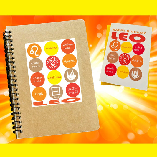 LEO Astrology Traits & Symbols Spiral Kraft A5 Notebook