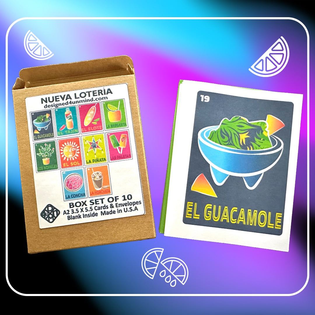 Nueva Loteria Spanish Note Cards A2 size Modern & Colorful Stationery Cards Boxed set of 10