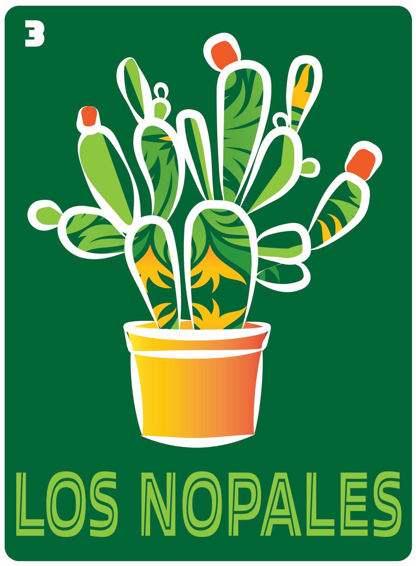 LOS NOPALES Mexican Loteria Food, Drink & festive Icons Printed Artwork Home Decor