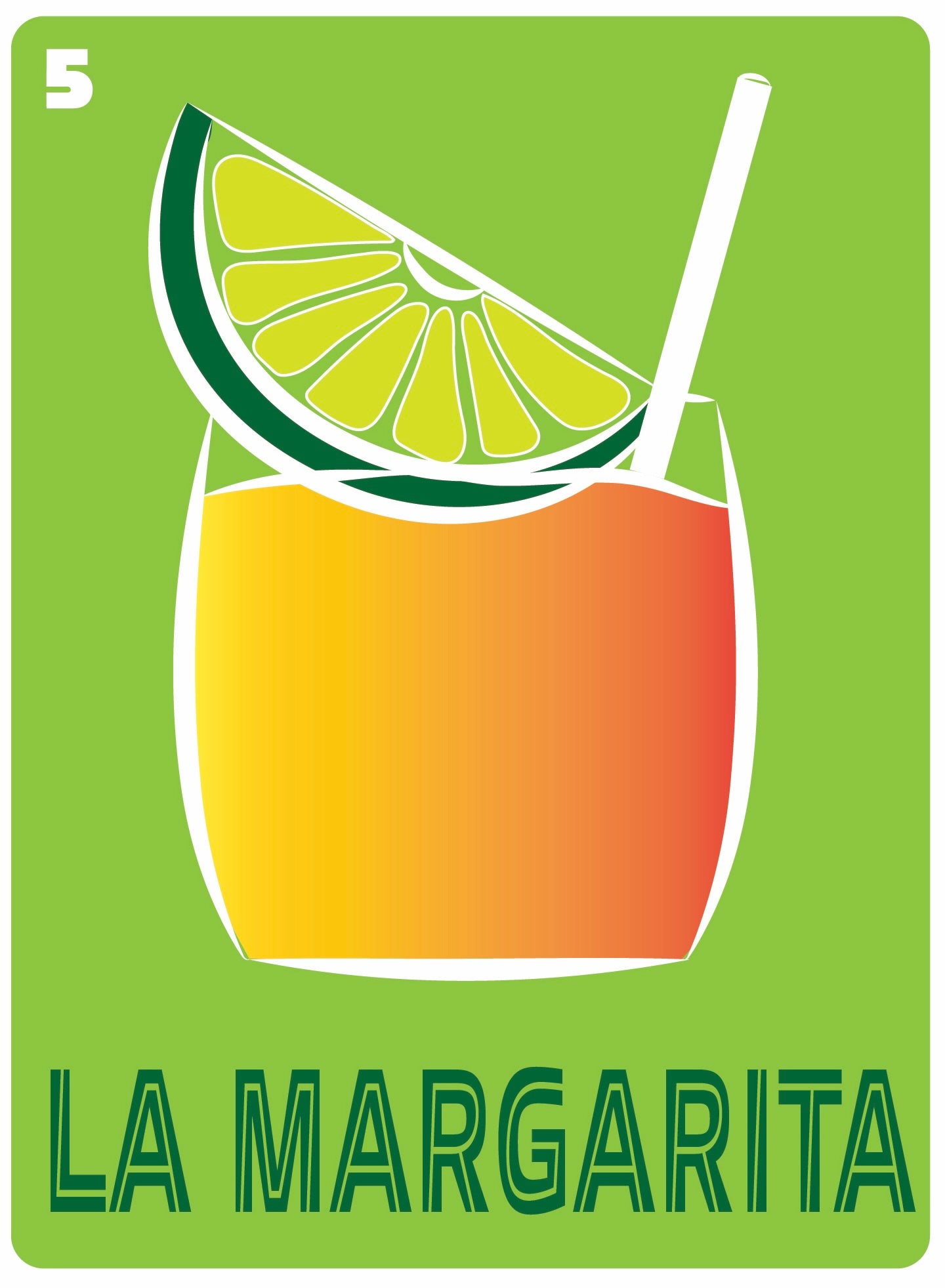 LA MARGARITA Mexican Loteria Food, Drink & festive Icons Printed Artwork Home Decor
