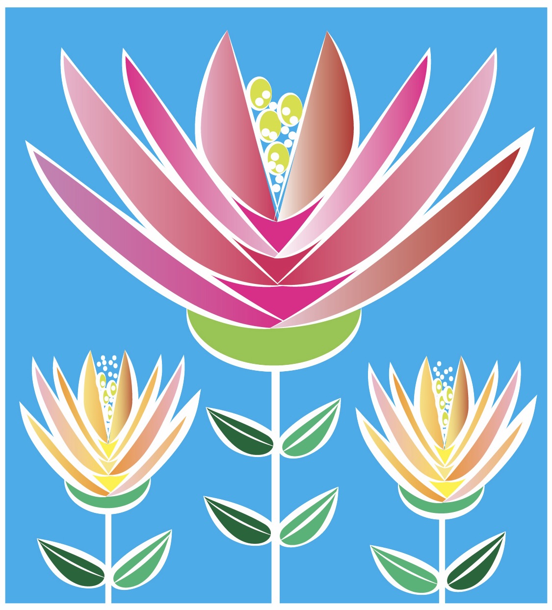 LOTUS FLOWER Note Cards A2 size Bold Floral Modern & Colorful Stationery Boxed set of 10