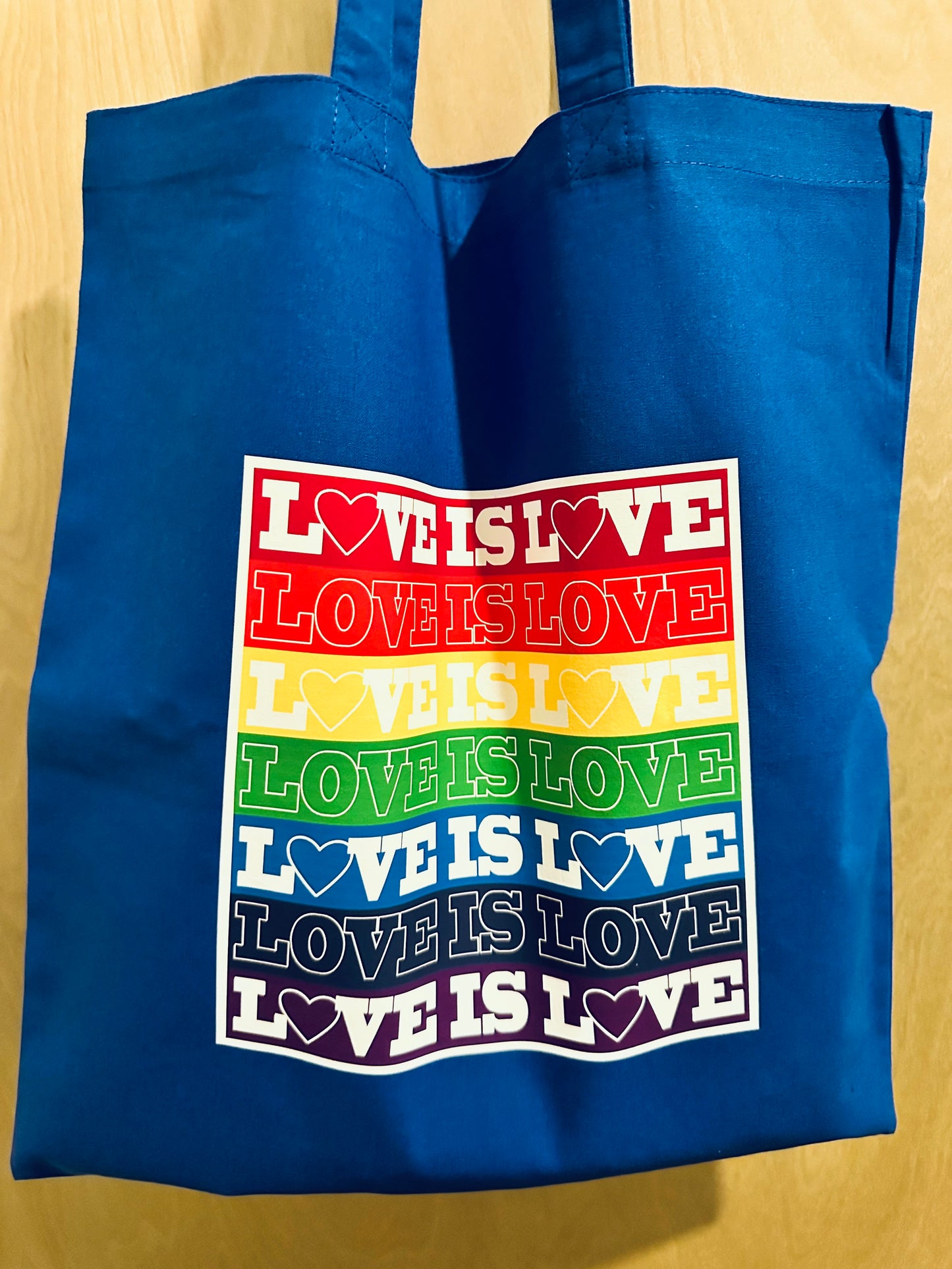 Blue Love is Love Pride Ready pool or beach Unisex Cotton Reusable Tote Bag