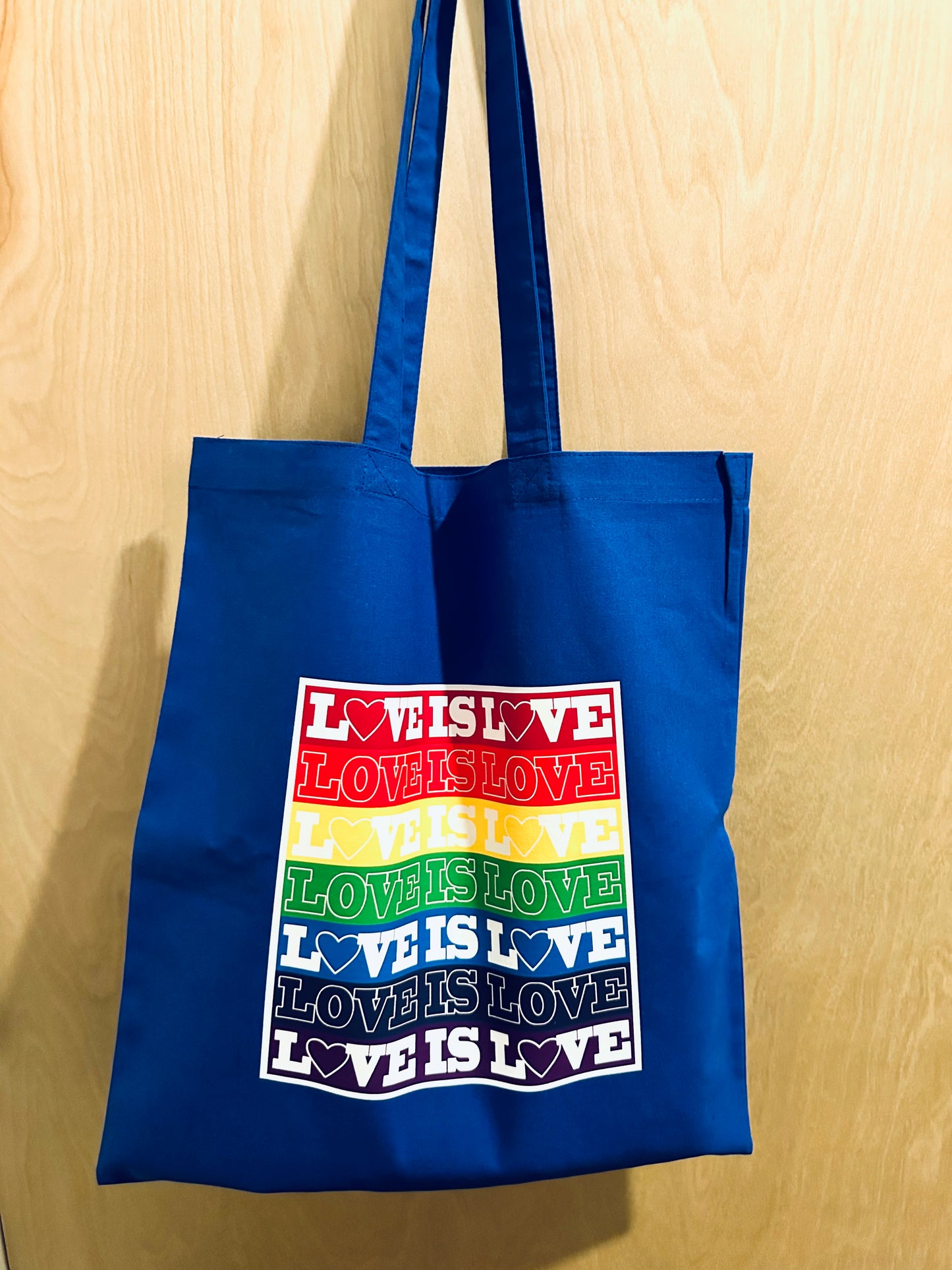 Blue Love is Love Pride Ready pool or beach Unisex Cotton Reusable Tote Bag