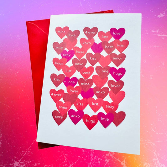 MANY HEARTS Happy Anniversary Love Card 5x7 Greeting card blank inside