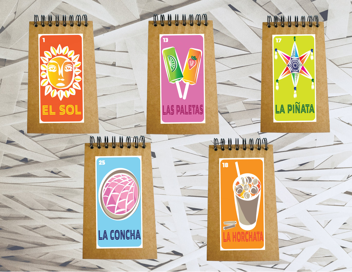 Mexican Loteria 10 Mini Spiral Kraft Memo Sketch Travel Notebook