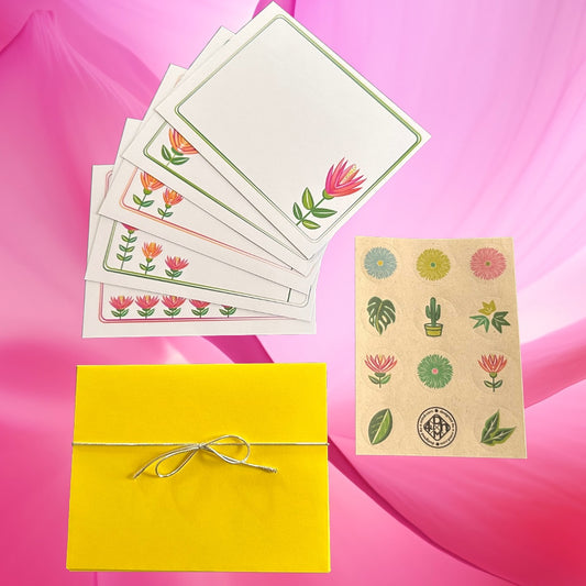 LOTUS GARDEN Floral Note Cards Stationery set of 10