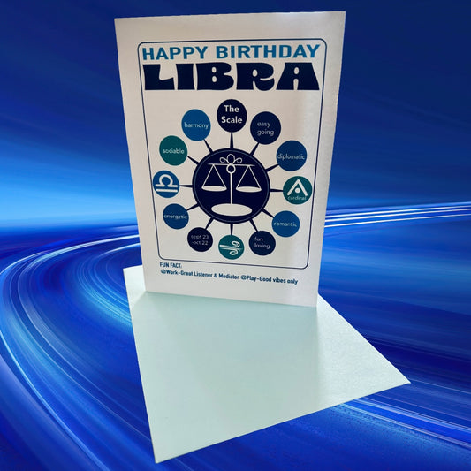LIBRA Happy Birthday Card! Zodiac traits Greeting Card
