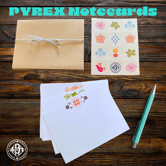PYREX LIFE Vintage patterns A2 Note Cards Stationery set of 10