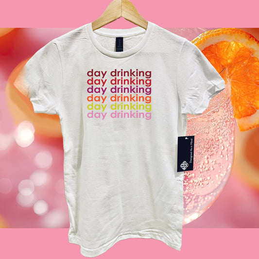 White DAY DRINKING Cotton Women's Graphic T-shirt