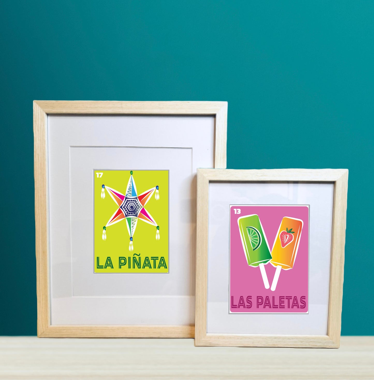 LA PINATA Mexican Loteria Food, Drink & festive Icons Printed Artwork Home Decor