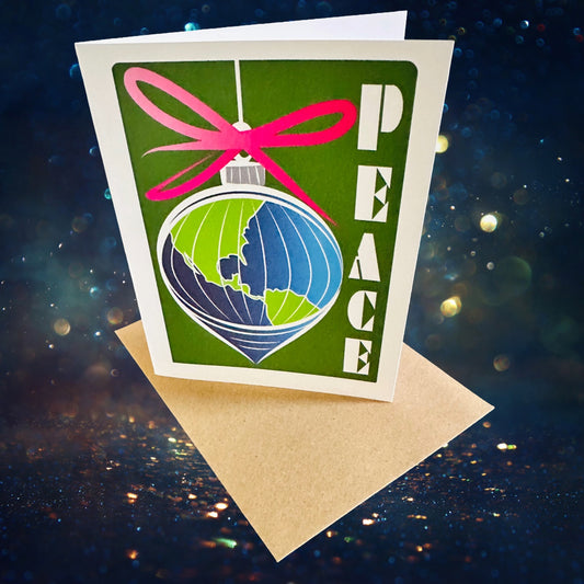 PEACE Globe Ornament Holiday Boxed Christmas cards set of 10