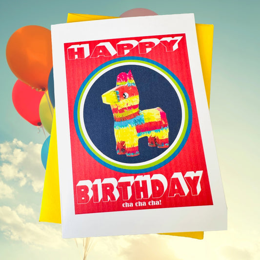 Happy Birthday Burro Cha Cha Cha 5x7 Piñata Birthday card