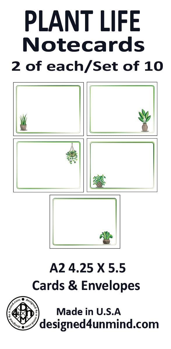 PLANT LIFE Gardener Note Cards Colorful Stationery set of 10