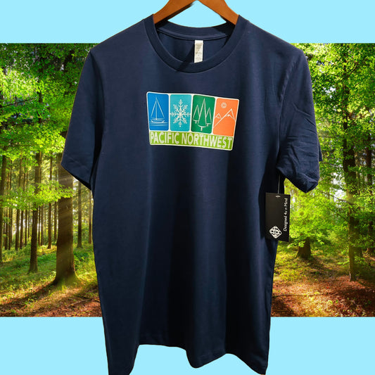 Navy PACIFIC NORTHWEST Icons Unisex Cotton Graphic-T