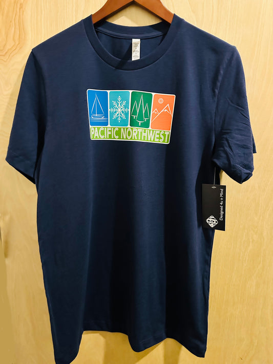 Navy PACIFIC NORTHWEST Icons Unisex Cotton Graphic-T