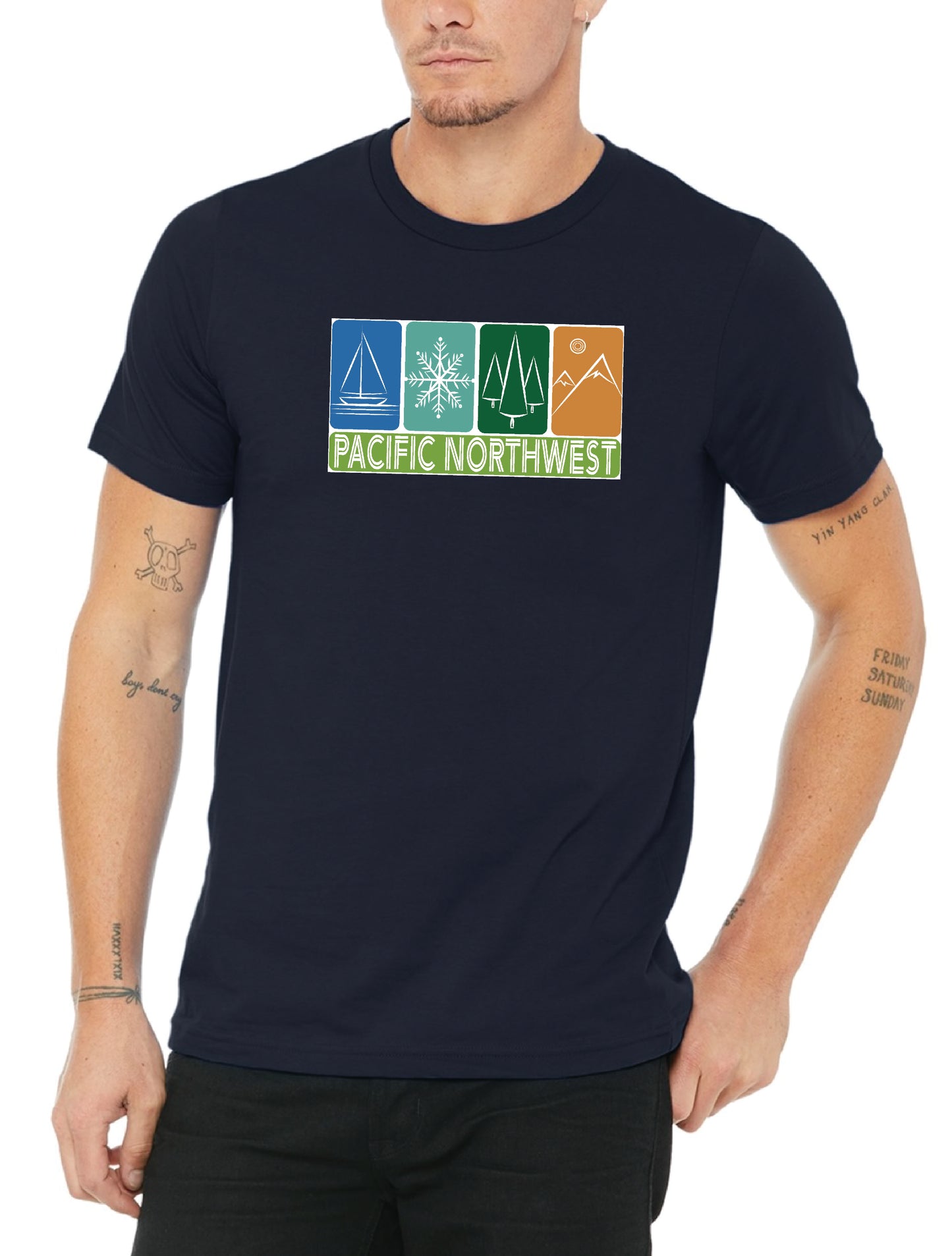 Navy PACIFIC NORTHWEST Icons Unisex Cotton Graphic-T