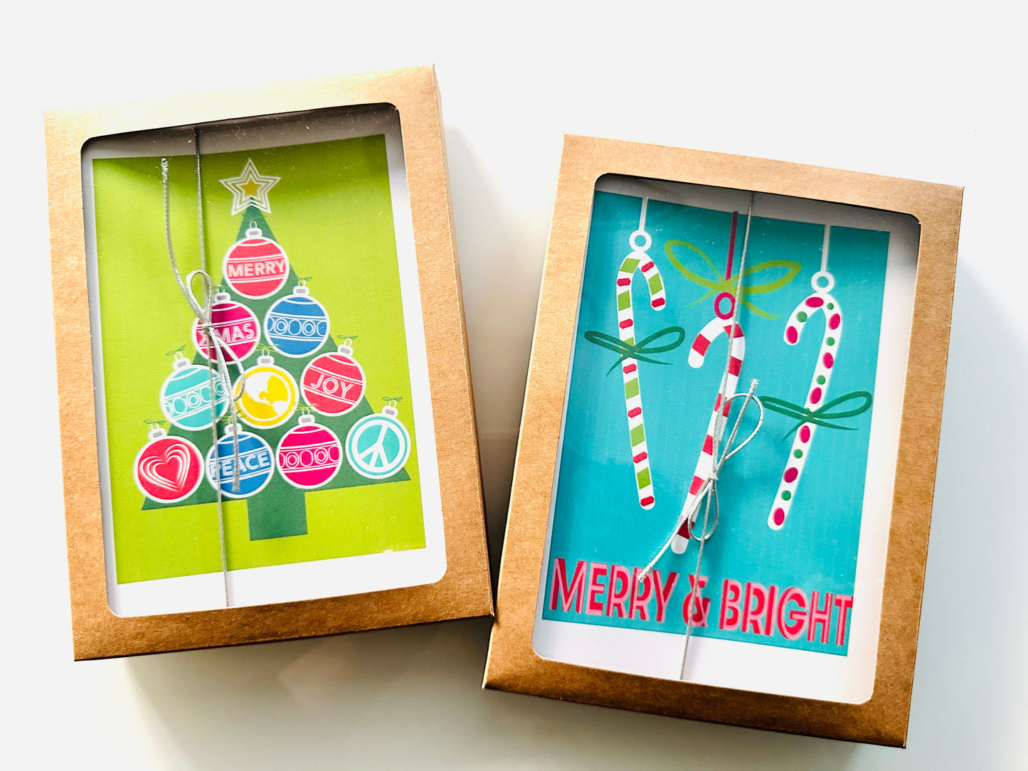 MERRY & BRIGHT CANDY CANE Holiday Boxed Christmas card set of 10