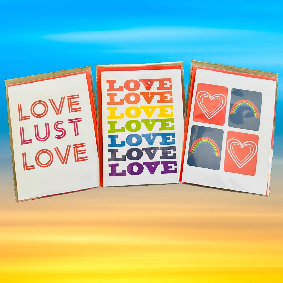 LOVE X 7 Pride Rainbow colored Anniversary Card 5x7 LGBTQ+ card