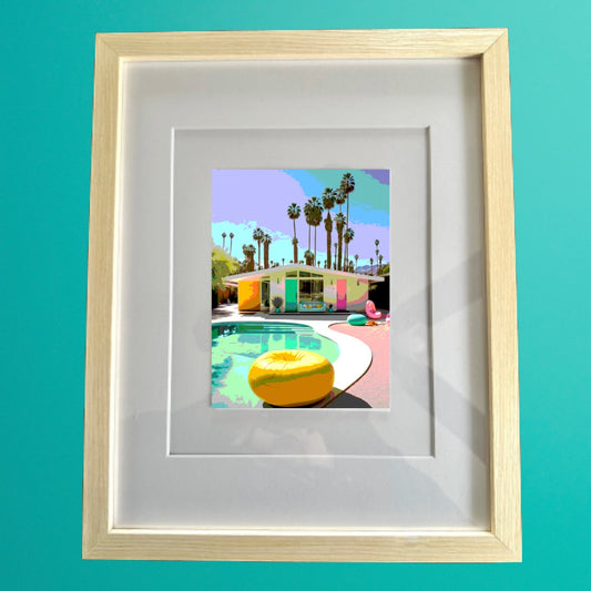 Palm Spring POOL HOUSE Printed Artwork Home Decor Framed or Matted