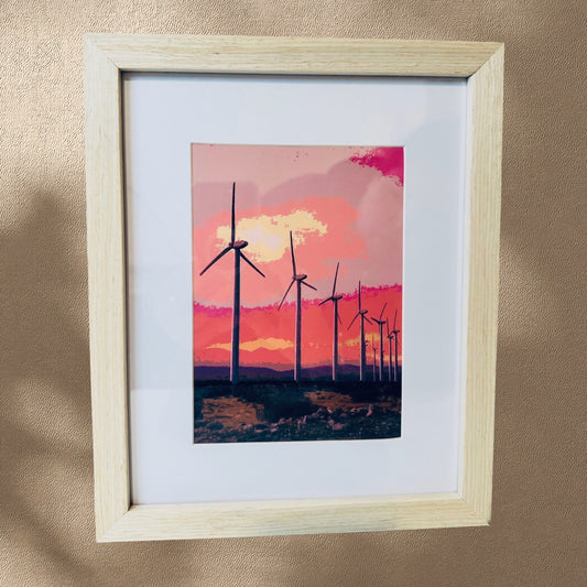 Palm Spring Desert Landscape WINDMILLS Framed Printed Artwork Home Decor