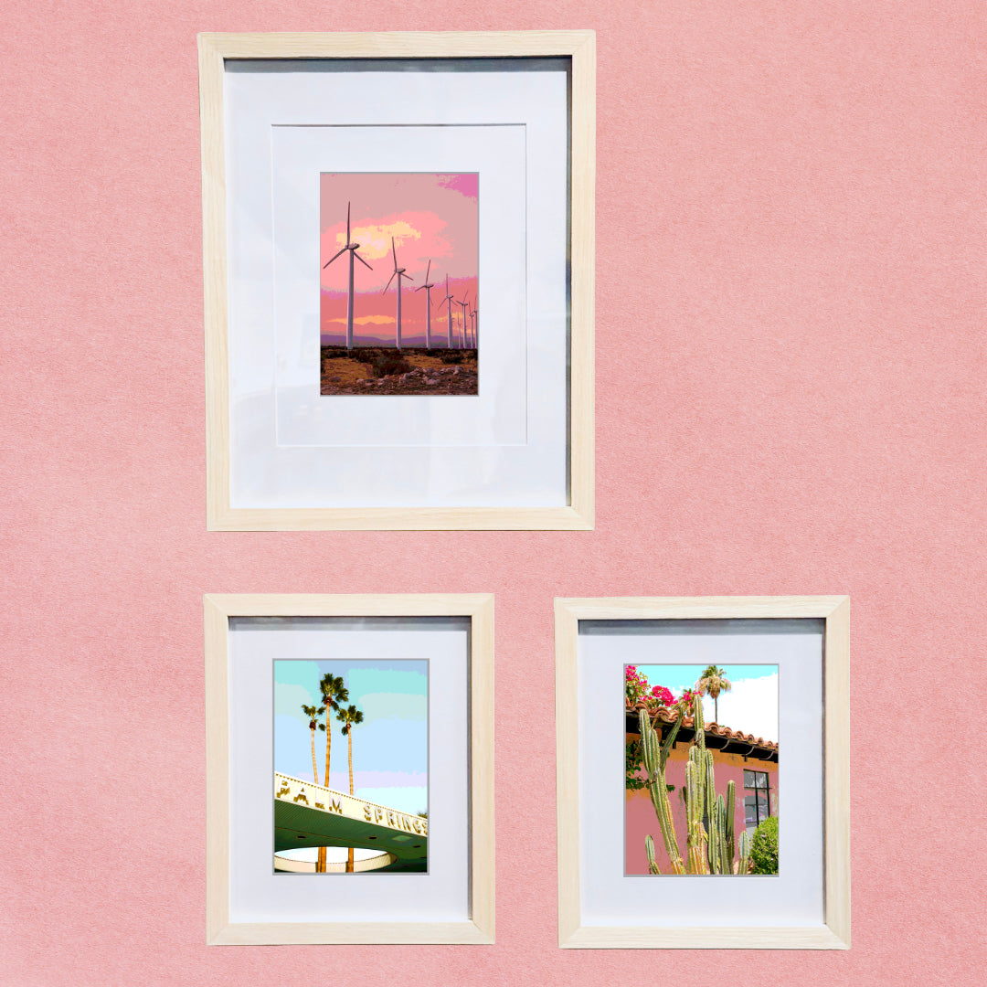 Palm Spring Desert Landscape WINDMILLS Framed Printed Artwork Home Decor
