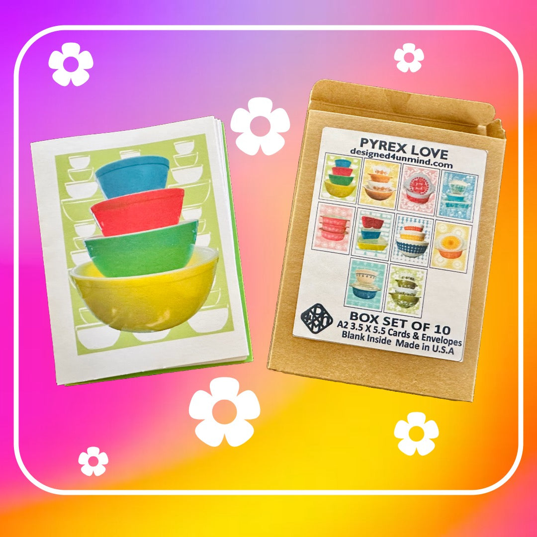 PYREX LOVE Note Cards A2 size Modern & Colorful Stationery Cards Boxed set of 10