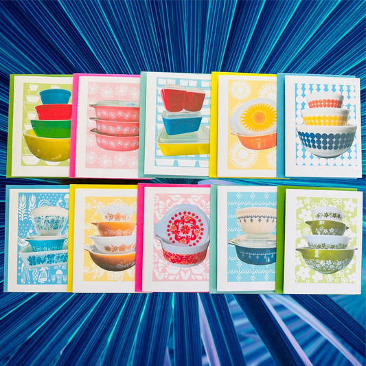 PYREX LOVE Note Cards A2 size Modern & Colorful Stationery Cards Boxed set of 10