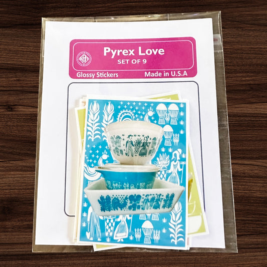 PYREX LOVE Vintage patterns Sticker Decals set of 9
