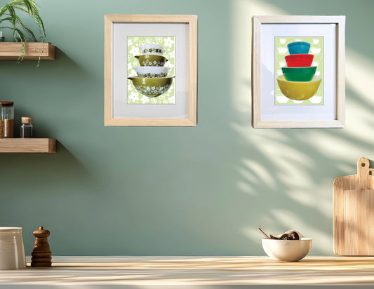 PYREX Vintage SPRING BLOSSOM Mixing bowls Printed Artwork Home Decor