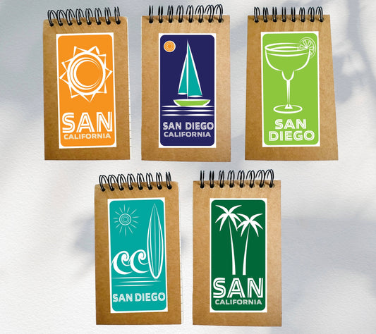 San Diego SAN Mini Spiral Kraft Memo Home Office School or Travel notebook