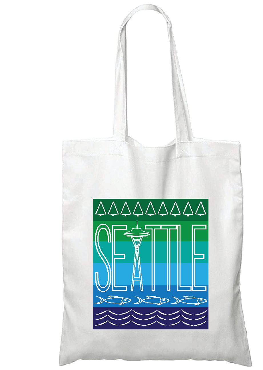 SEATTLE Space Needle Graphic Unisex Cotton Reusable Tote Bag