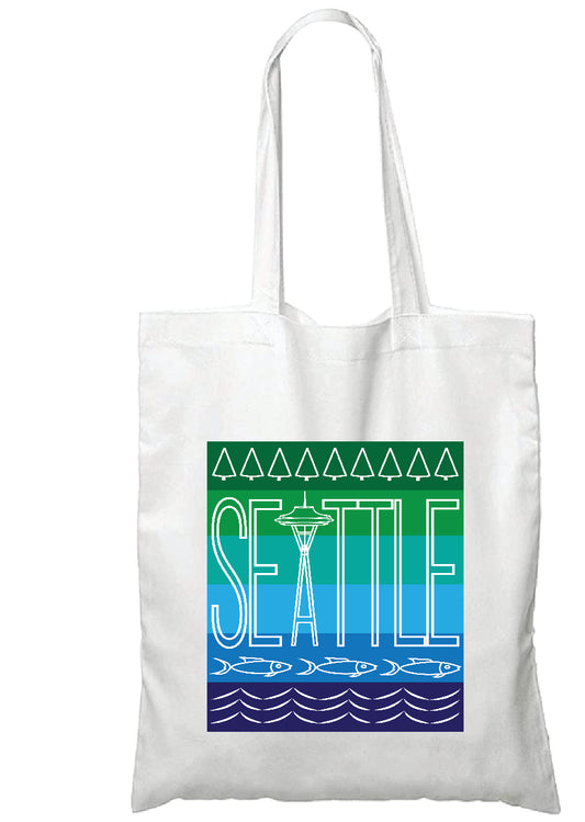 SEATTLE Space Needle Graphic Unisex Cotton Reusable Tote Bag