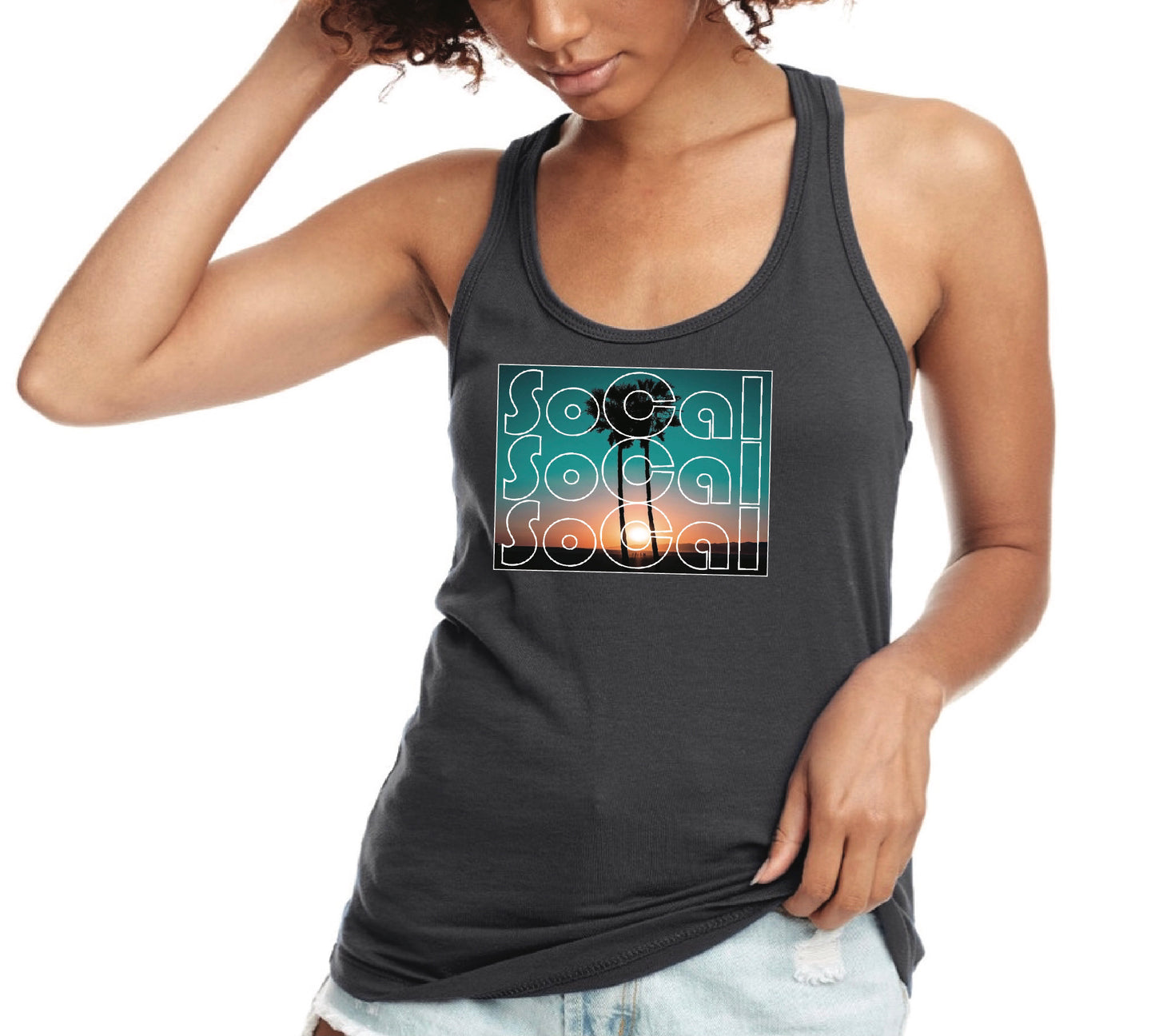 SoCAL Graphic Southern California Beach Sunset Women's Cotton poly blend Tank