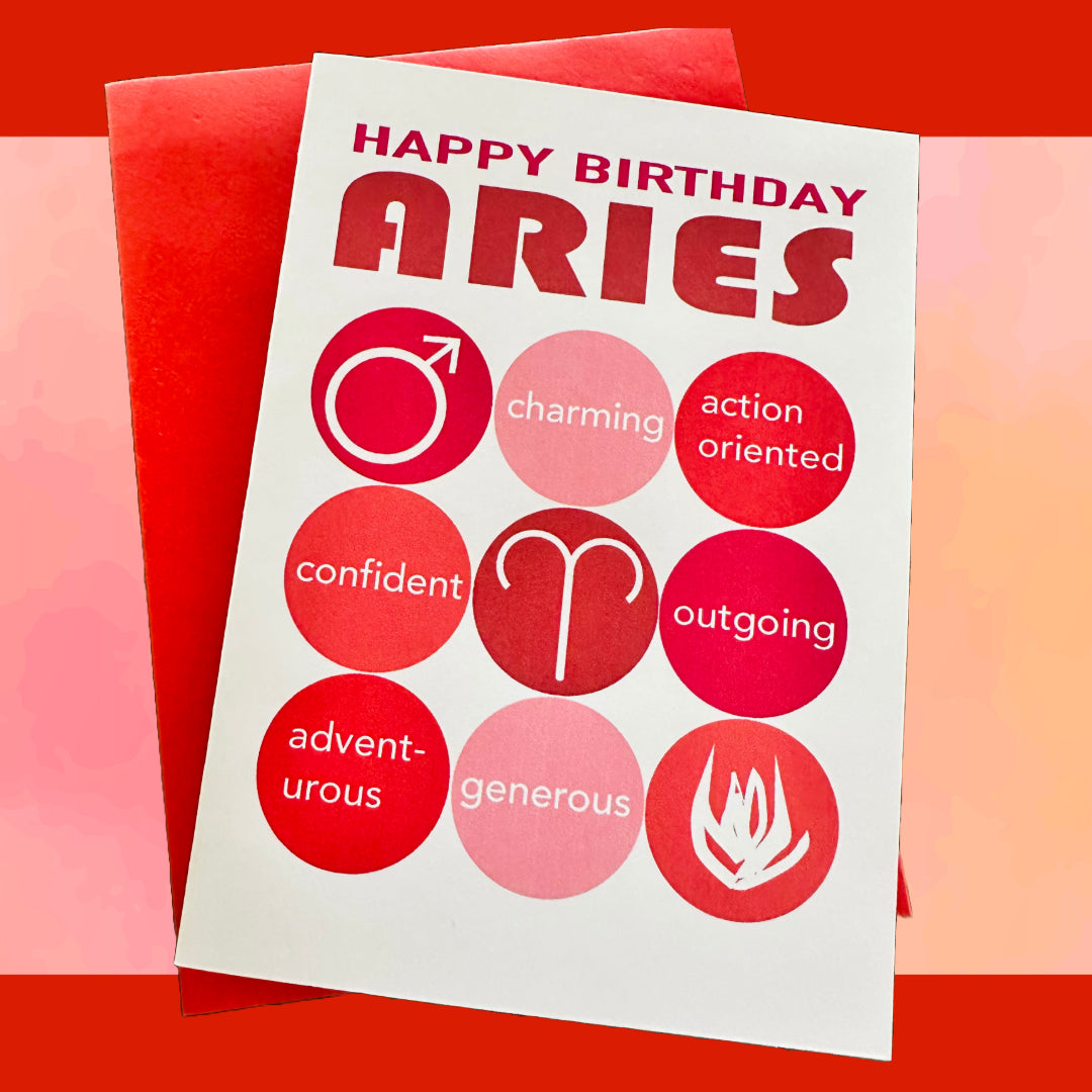ARIES Happy Birthday Modern Astrology Greeting Card