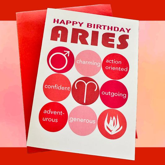 ARIES Happy Birthday Modern Astrology Greeting Card
