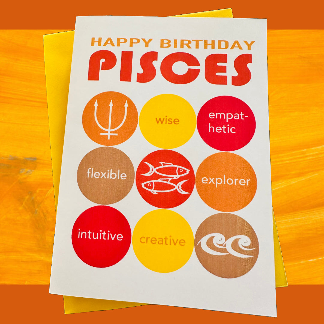 PISCES Happy Birthday Modern Astrology greeting Card