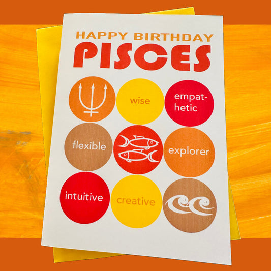 PISCES Happy Birthday Modern Astrology greeting Card