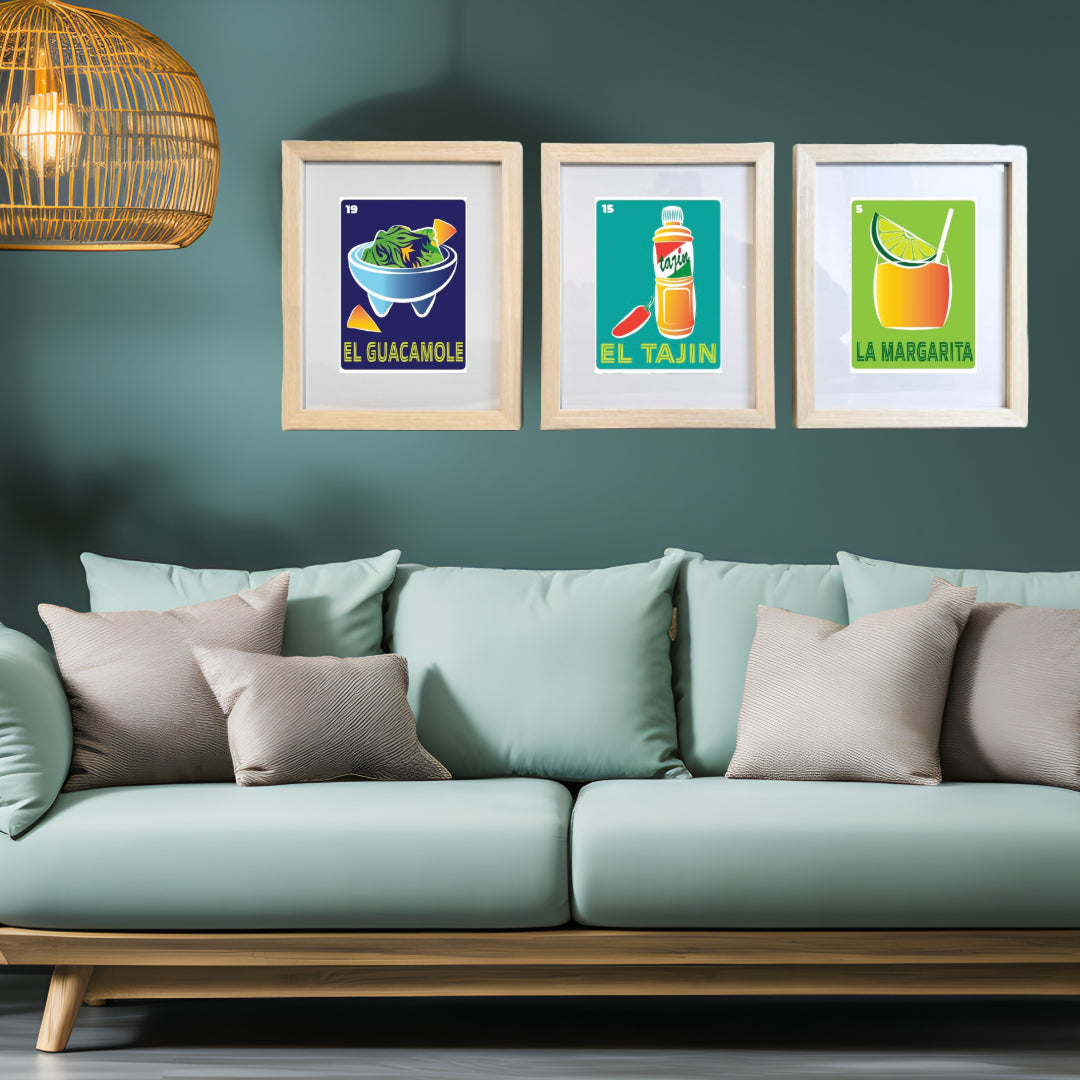 EL TAJIN Mexican Loteria Food, Drink & festive Icons Printed Artwork Home Decor