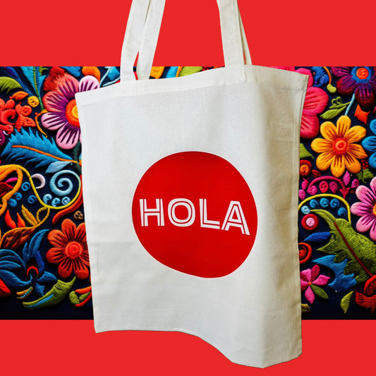 HOLA Spanish Lauguage Cotton Reusable Unisex Tote Bag