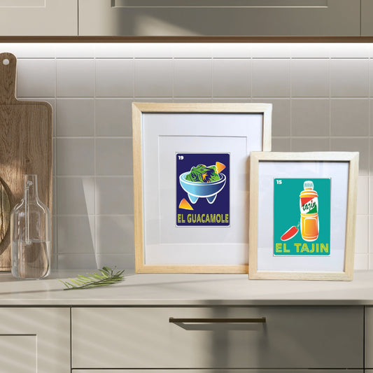 EL GUACAMOLE Mexican Loteria Food, Drink & festive Icons Printed Artwork Home Decor