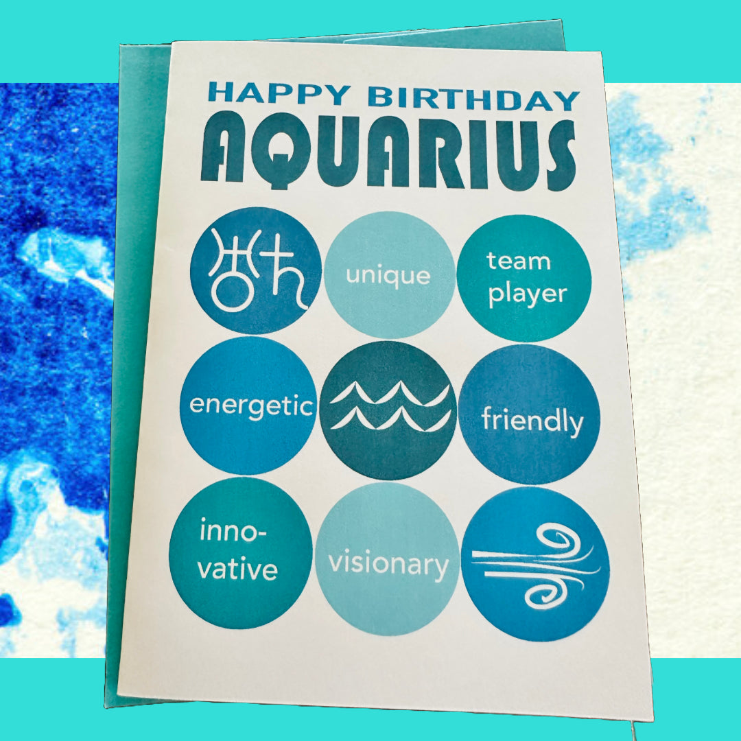 AQUARIUS HAPPY BIRTHDAY Astrology Greeting Card