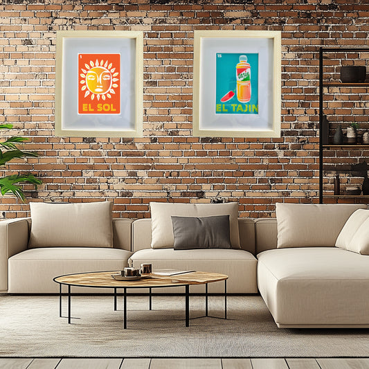 EL SOL Mexican Loteria Food, Drink & festive Icons Printed Artwork Home Decor