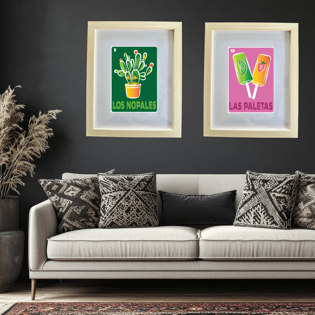 LAS PALETAS Mexican Loteria Food, Drink & festive Icons Printed Artwork Home Decor