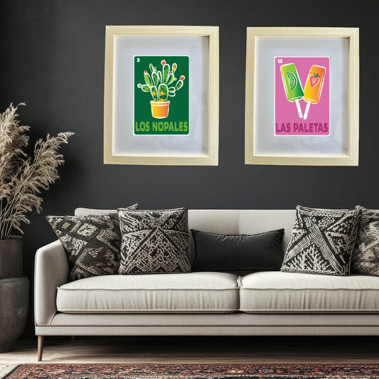 LAS PALETAS Mexican Loteria Food, Drink & festive Icons Printed Artwork Home Decor